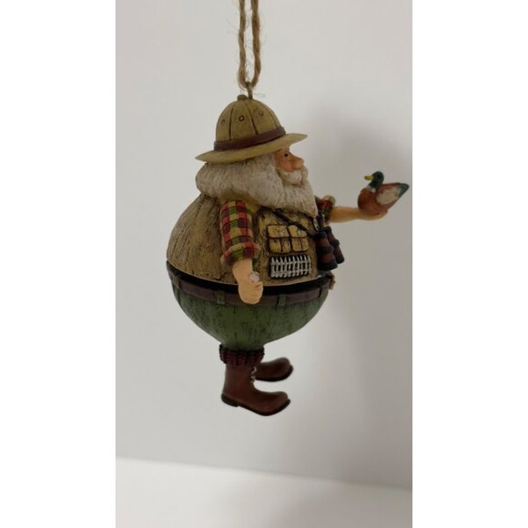 Vintage Hunter Santa Christmas Ornament With Duck & Binoculars - Picture 7 of 15
